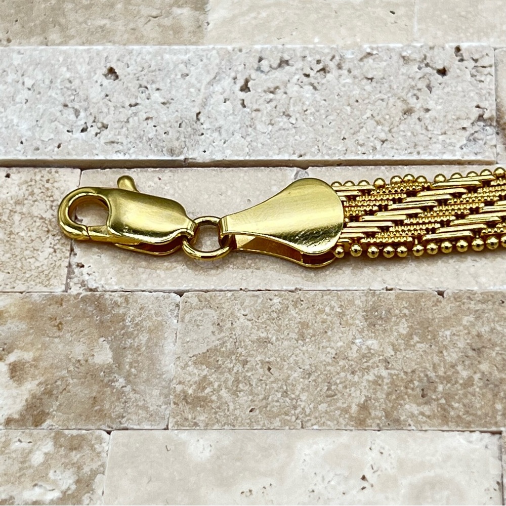 Ornate Gold Tone Modern Estate Bracelet - Picture 4 of 8